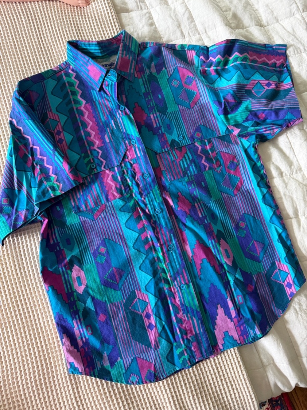 Wrangler Teal, Purple & Magenta Patterned Button-Up